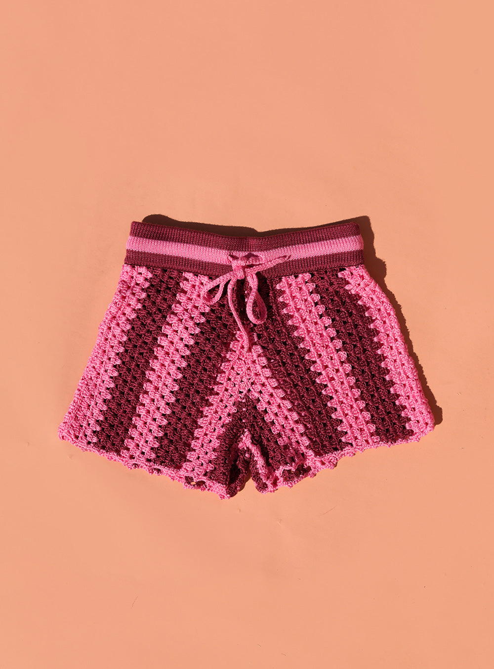Plum & Pink Swirl Crochet Shorts
