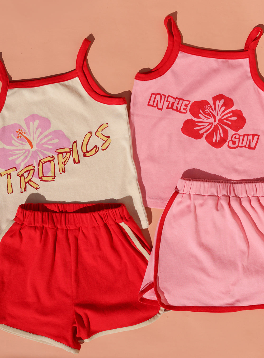 Pink & Red Hibiscus Singlet